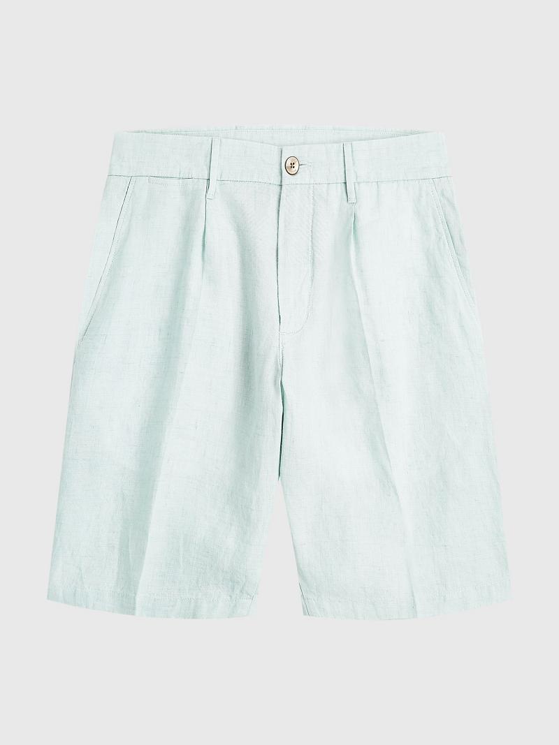 Mint Men's Tommy Hilfiger Straight fit linen Shorts | AU_M31227