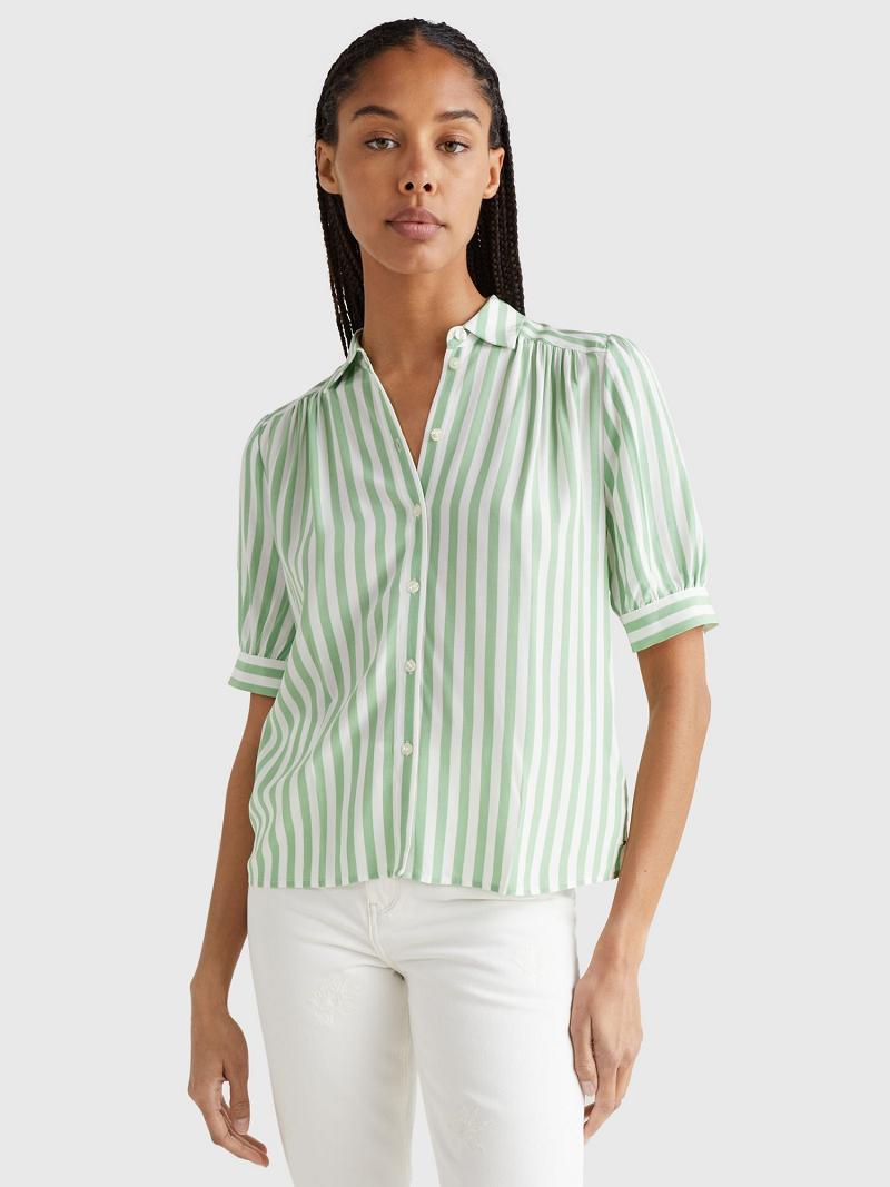 Mint Women\'s Tommy Hilfiger Stripe Half-Sleeve Blouses | AU_W21020