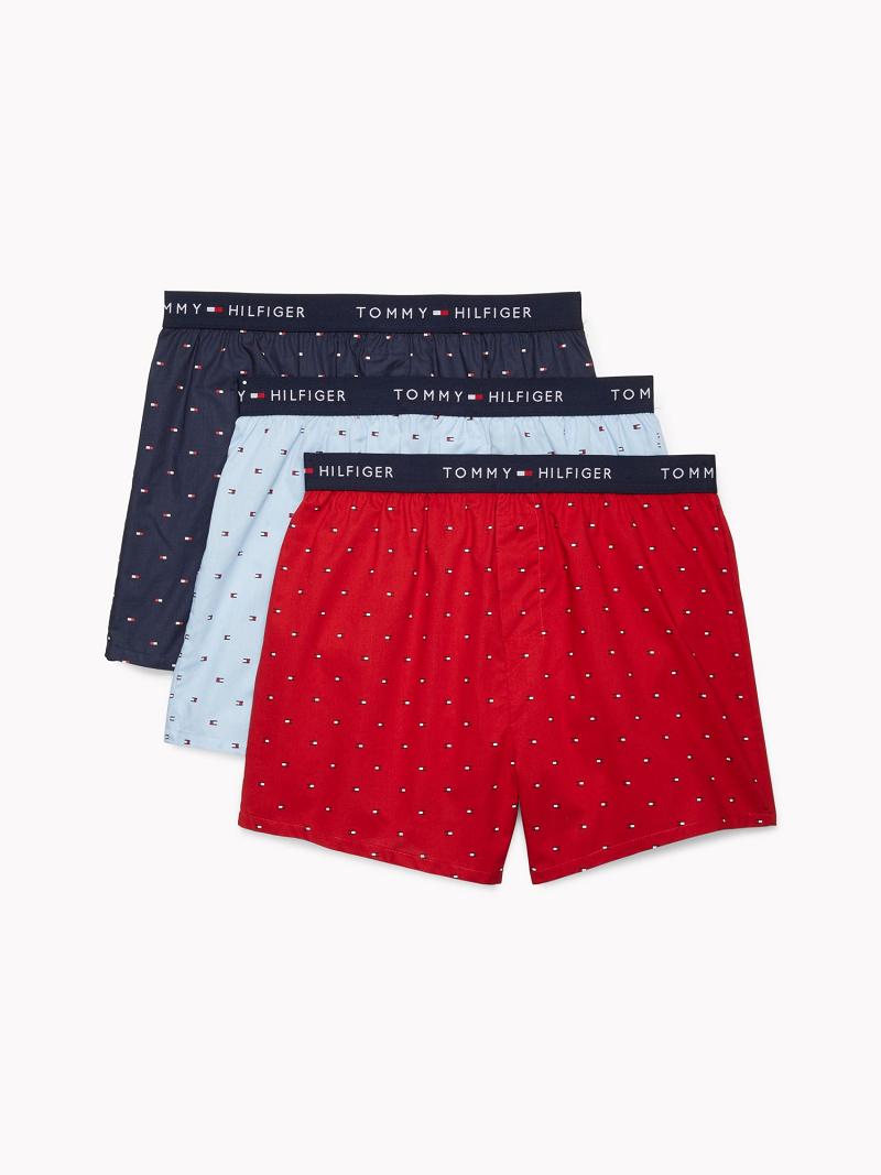 Navy / Blue / Red Men\'s Tommy Hilfiger Cotton classics boxer 3pk Boxers | AU_M31557