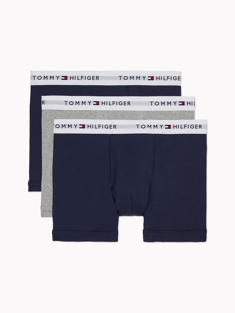 Navy / Grey Men\'s Tommy Hilfiger Cotton classics trunk 3pk Trunks | AU_M31492