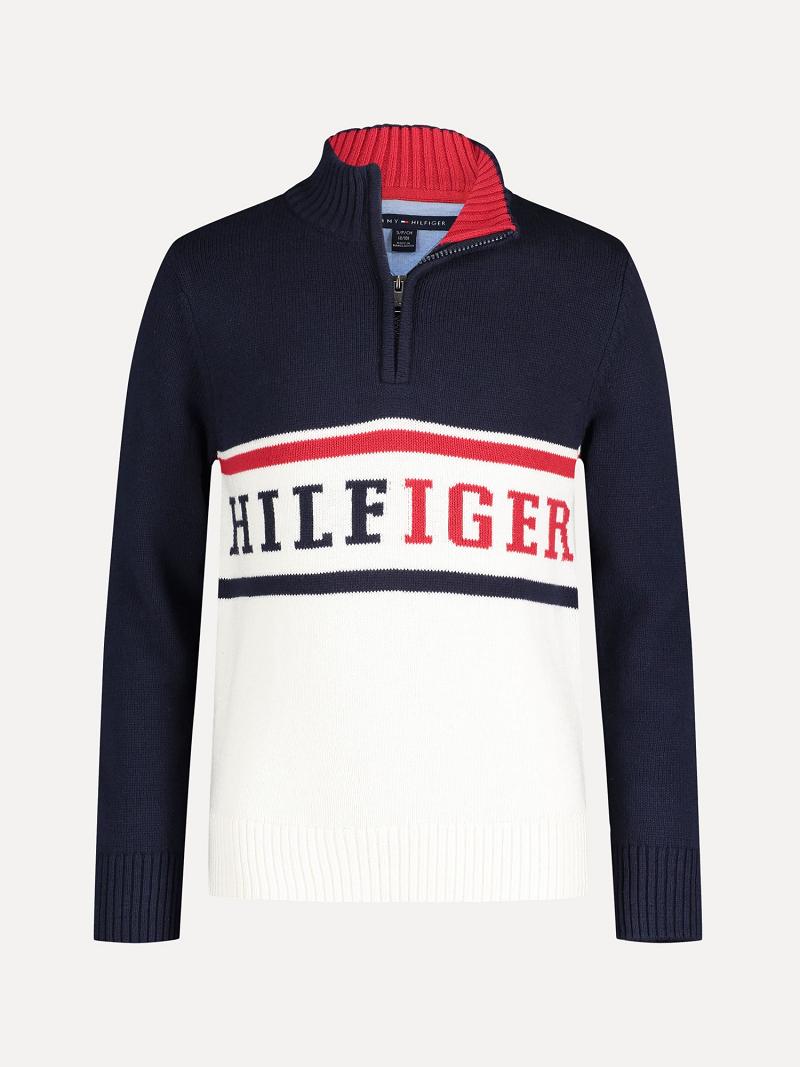 Navy Kids\' Tommy Hilfiger Big Mockneck Sweaters | AU_B2110