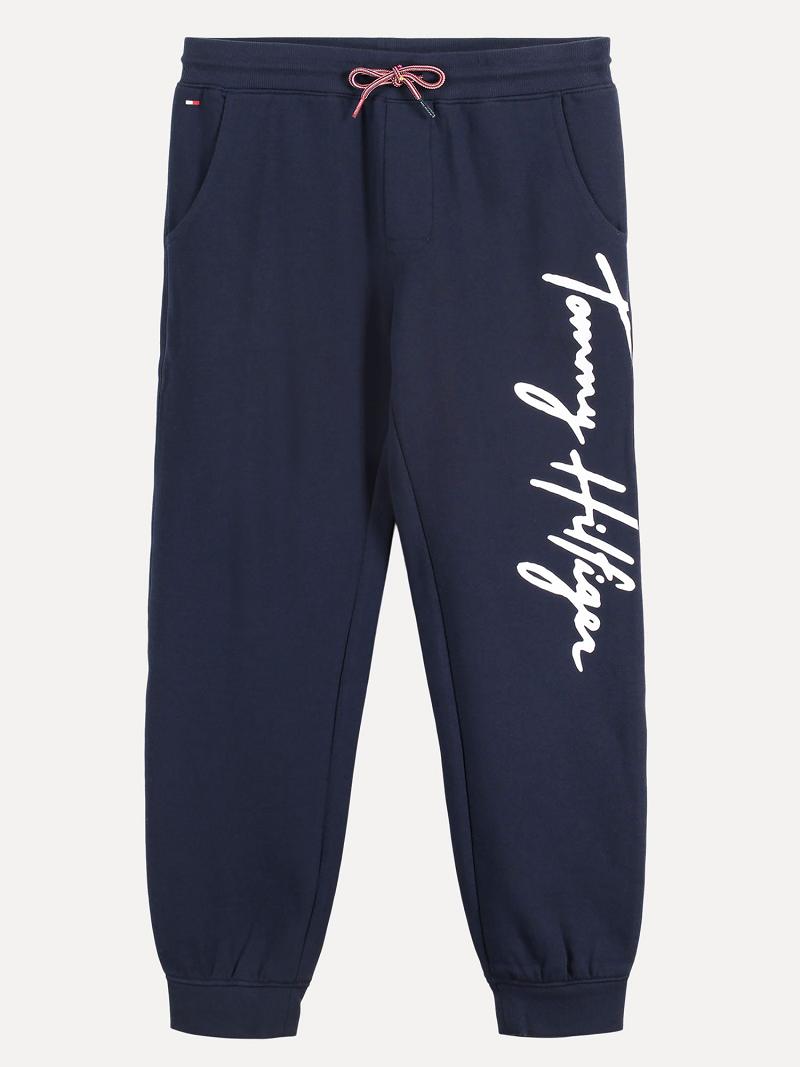 Navy Kids\' Tommy Hilfiger Big Script Logo Sweatpants | AU_B2118