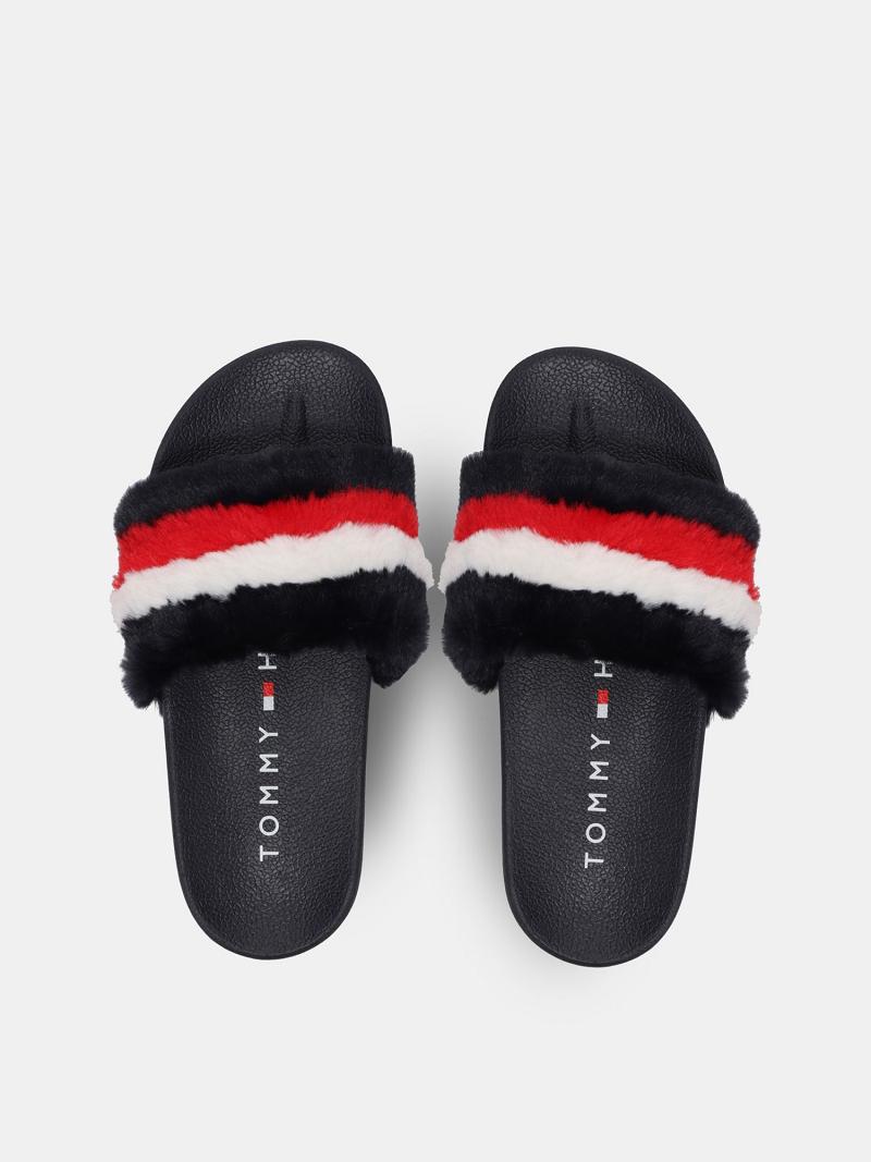 Navy Kids' Tommy Hilfiger Cozy Stripe Sandals | AU_B2232