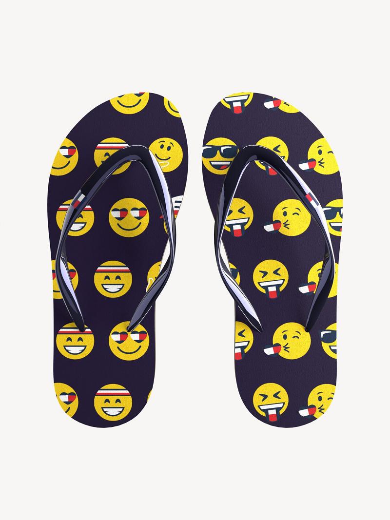 Navy Kids\' Tommy Hilfiger Emoji Flip Flops | AU_G1297