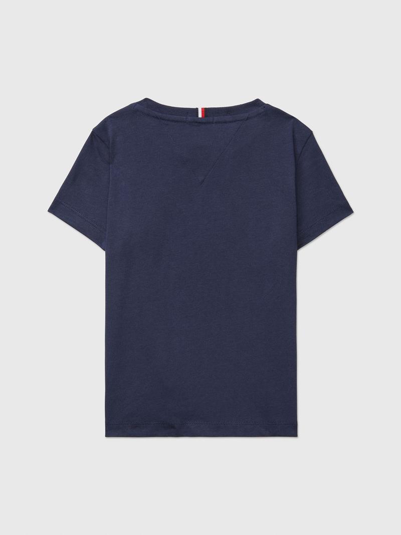 Navy Kids' Tommy Hilfiger Flag Logo Tape T Shirts | AU_G1246