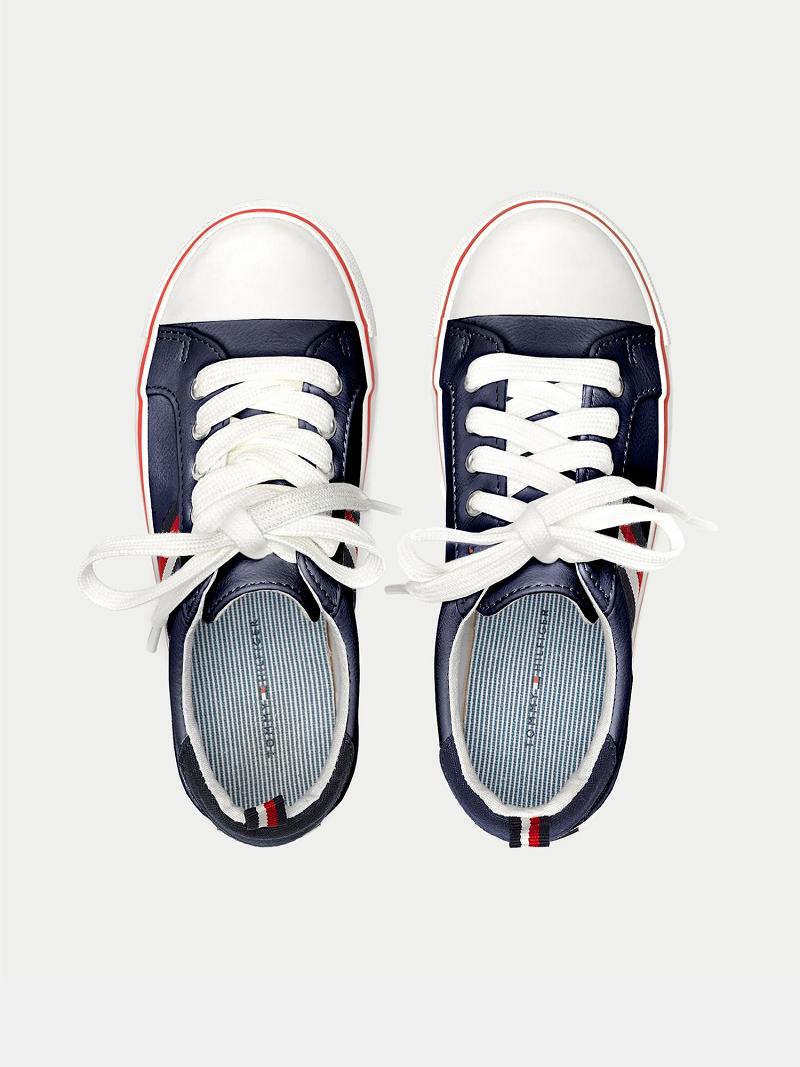 Navy Kids' Tommy Hilfiger Signature Stripe Sneakers | AU_B2243