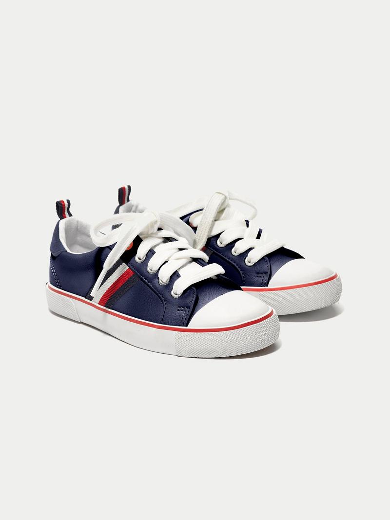 Navy Kids\' Tommy Hilfiger Signature Stripe Sneakers | AU_B2243