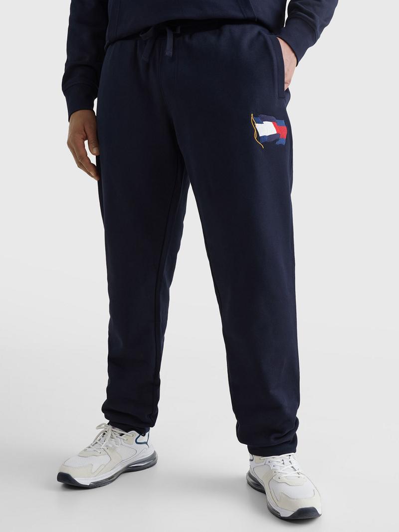 Navy Men\'s Tommy Hilfiger Big and tall wavy flag Sweatpants | AU_M31141