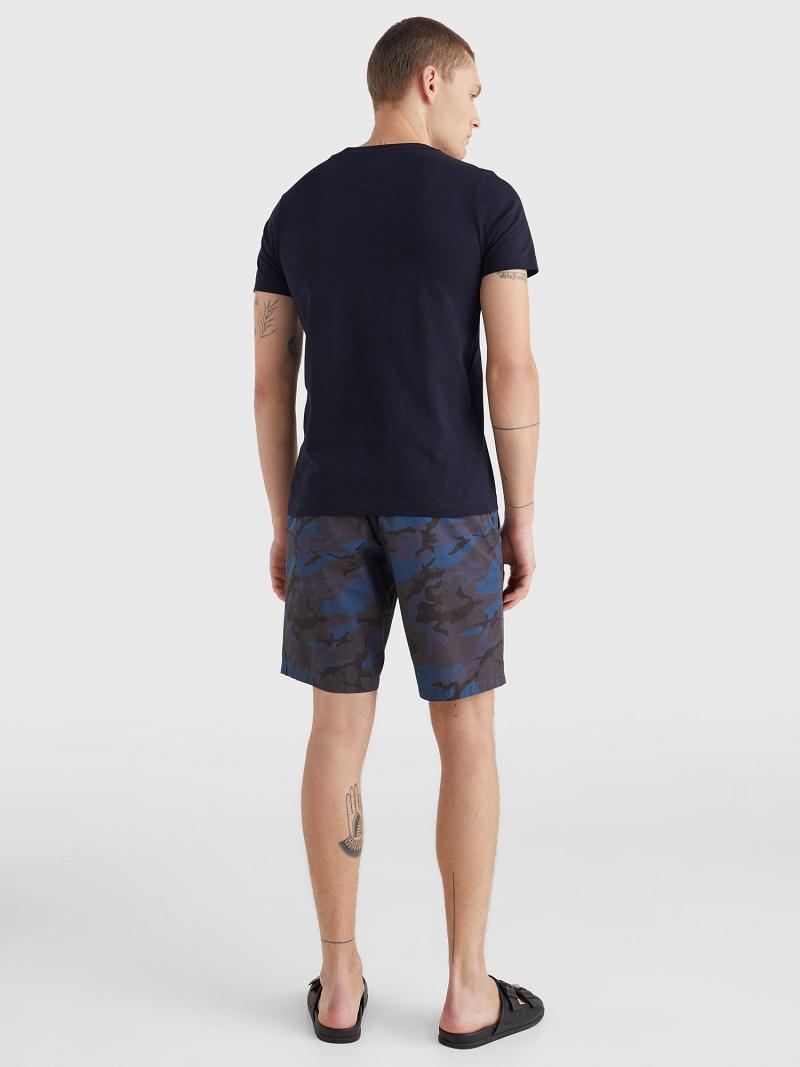 Navy Men's Tommy Hilfiger Camo graphic T Shirts | AU_M31010