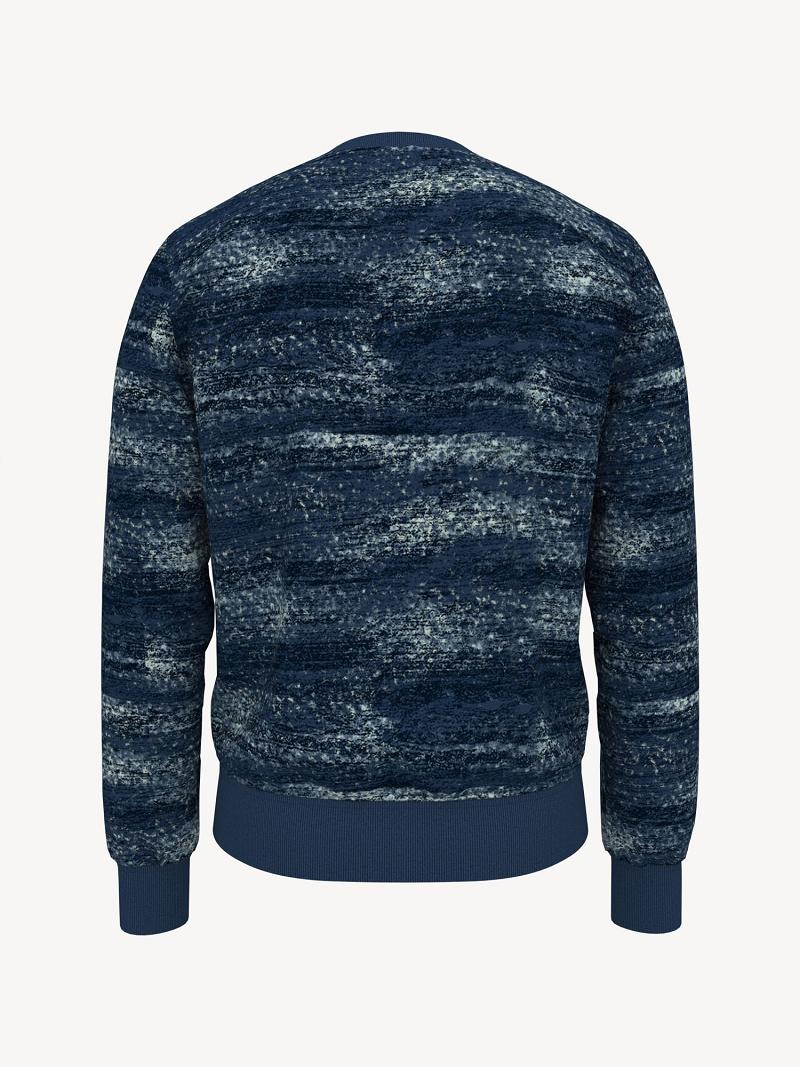 Navy Men's Tommy Hilfiger Essential brushed print Sweatshirts | AU_M31117