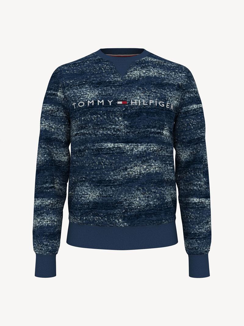 Navy Men\'s Tommy Hilfiger Essential brushed print Sweatshirts | AU_M31117