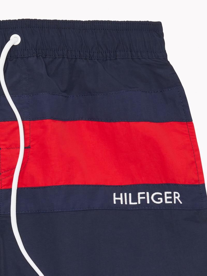 Navy Men's Tommy Hilfiger Essential flag swim trunk Swimwear | AU_M31095