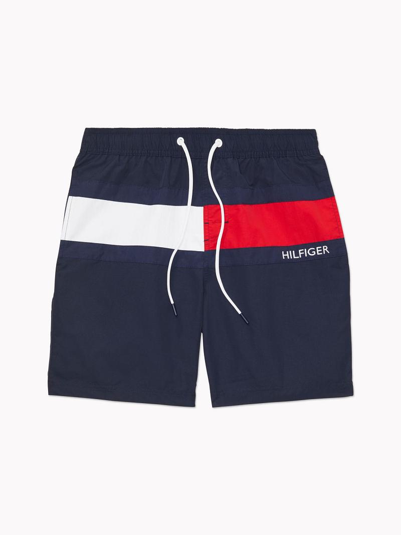 Navy Men\'s Tommy Hilfiger Essential flag swim trunk Swimwear | AU_M31095