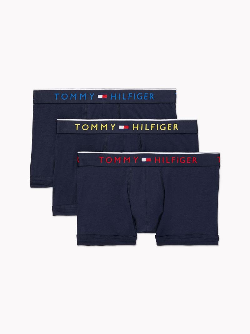 Navy Men\'s Tommy Hilfiger Essential luxe stretch trunk 3pk Trunks | AU_M31512