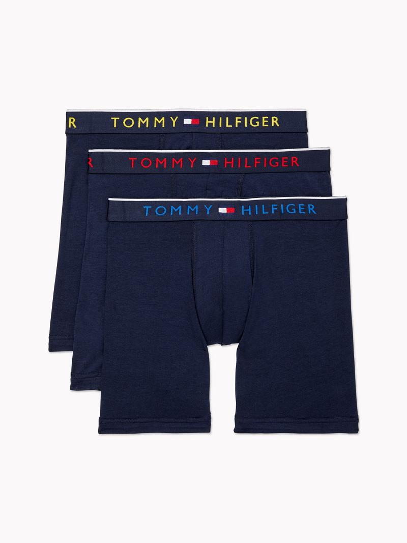 Navy Men\'s Tommy Hilfiger Essential luxe stretch boxer brief 3pk Boxer Briefs | AU_M31597