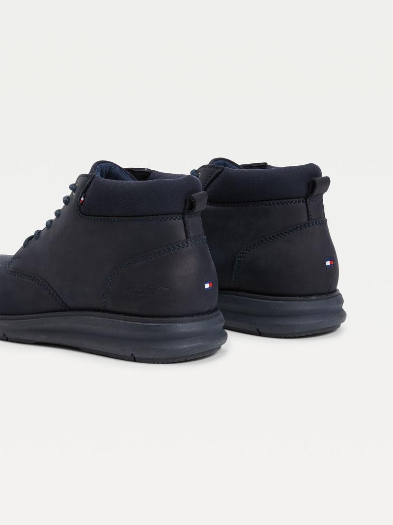 Navy Men's Tommy Hilfiger Leather ankle Boots | AU_M31685