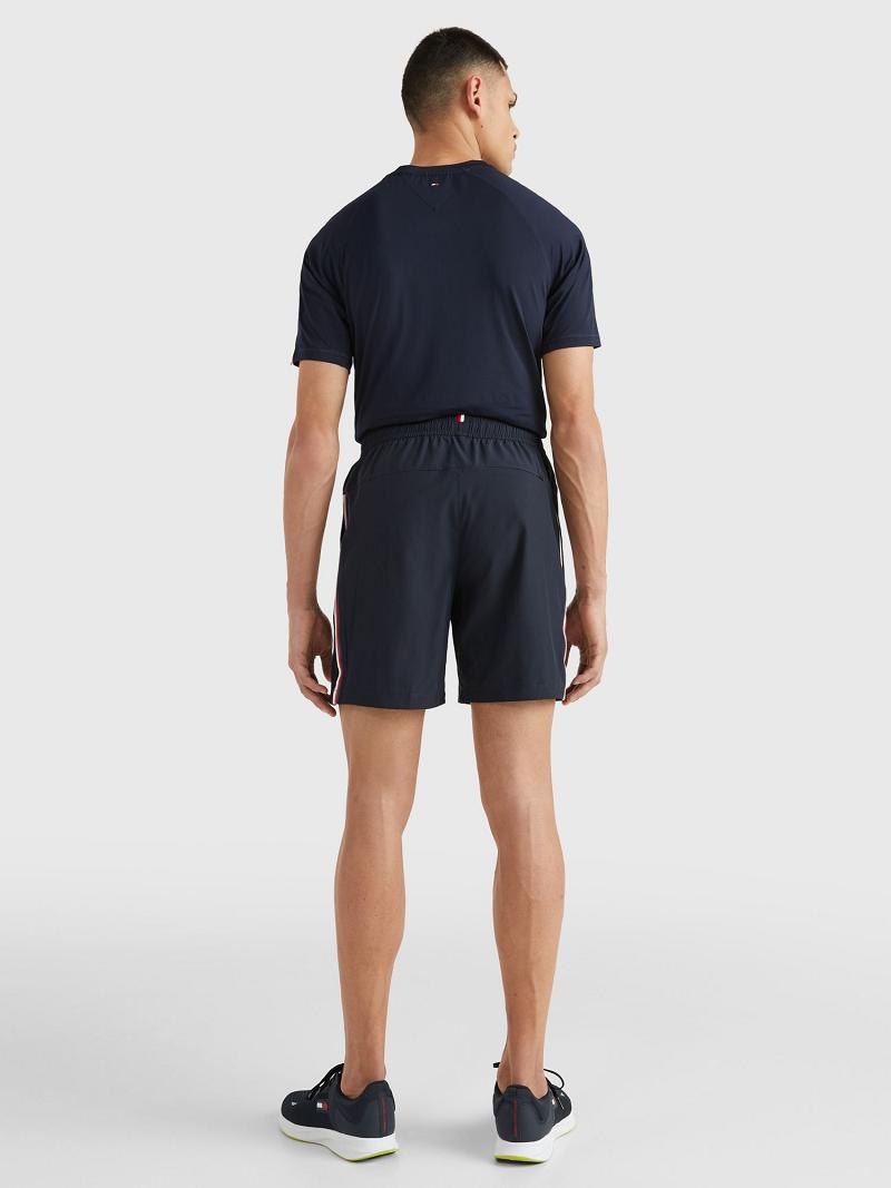 Navy Men's Tommy Hilfiger Logo tape performance training Shorts | AU_M31214