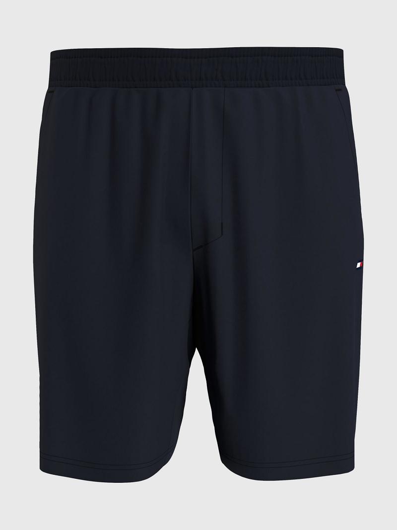 Navy Men's Tommy Hilfiger Logo tape performance training Shorts | AU_M31214