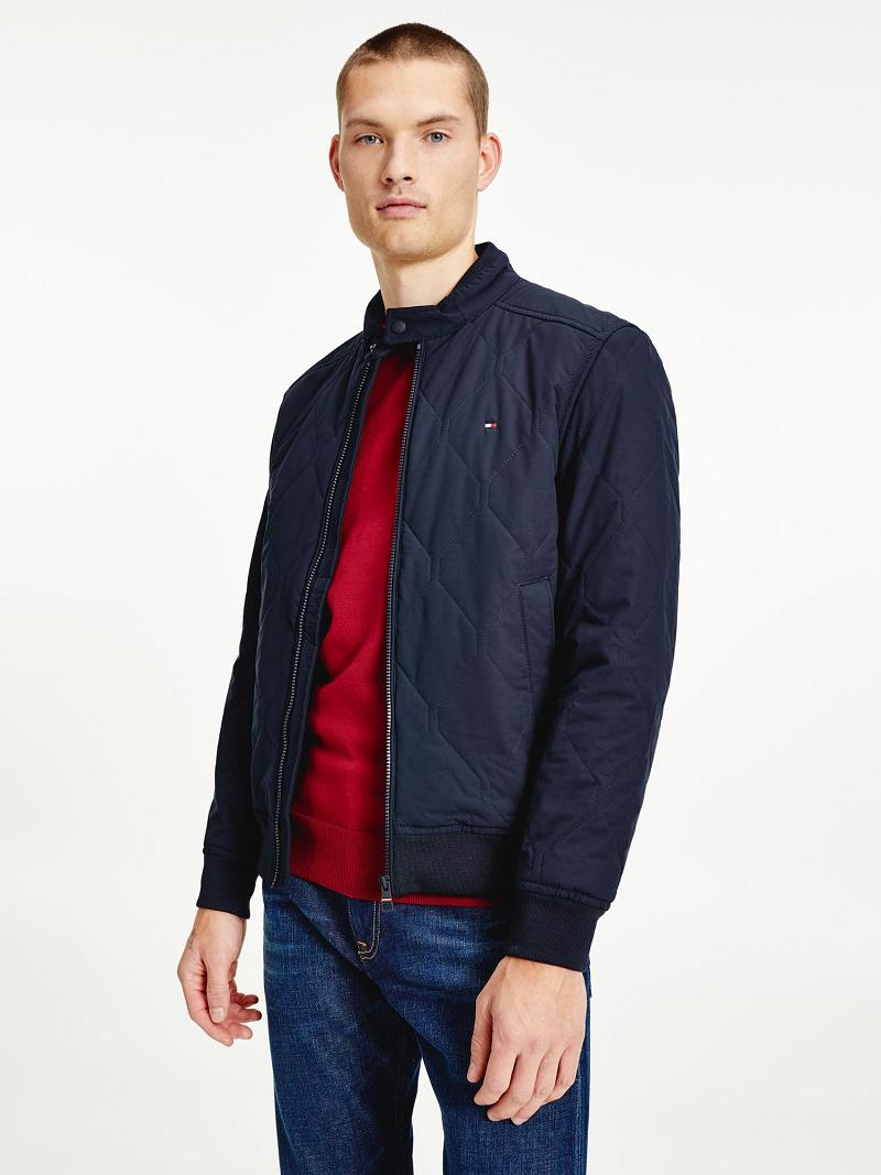 Navy Men\'s Tommy Hilfiger Quilted bomber Jackets | AU_M31412