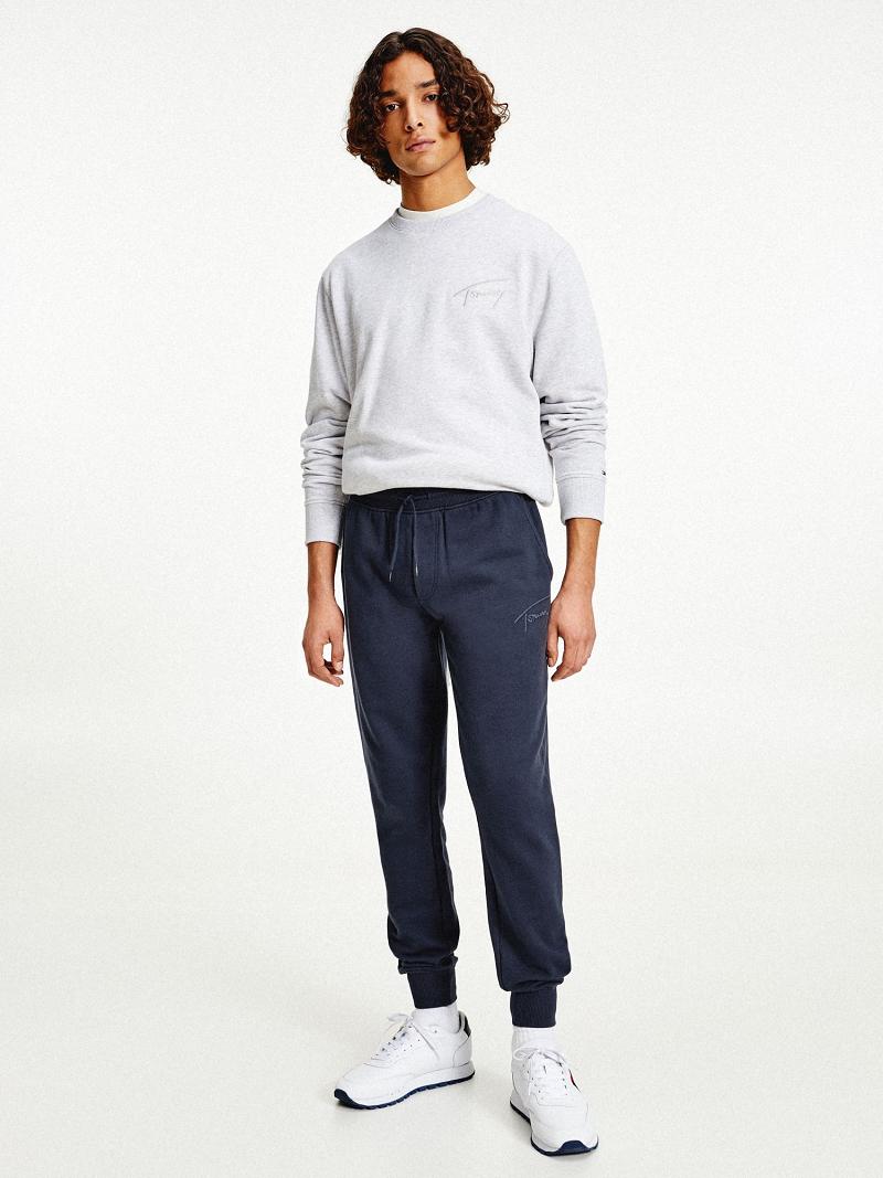 Navy Men's Tommy Hilfiger Recycled signature Sweatpants | AU_M31147