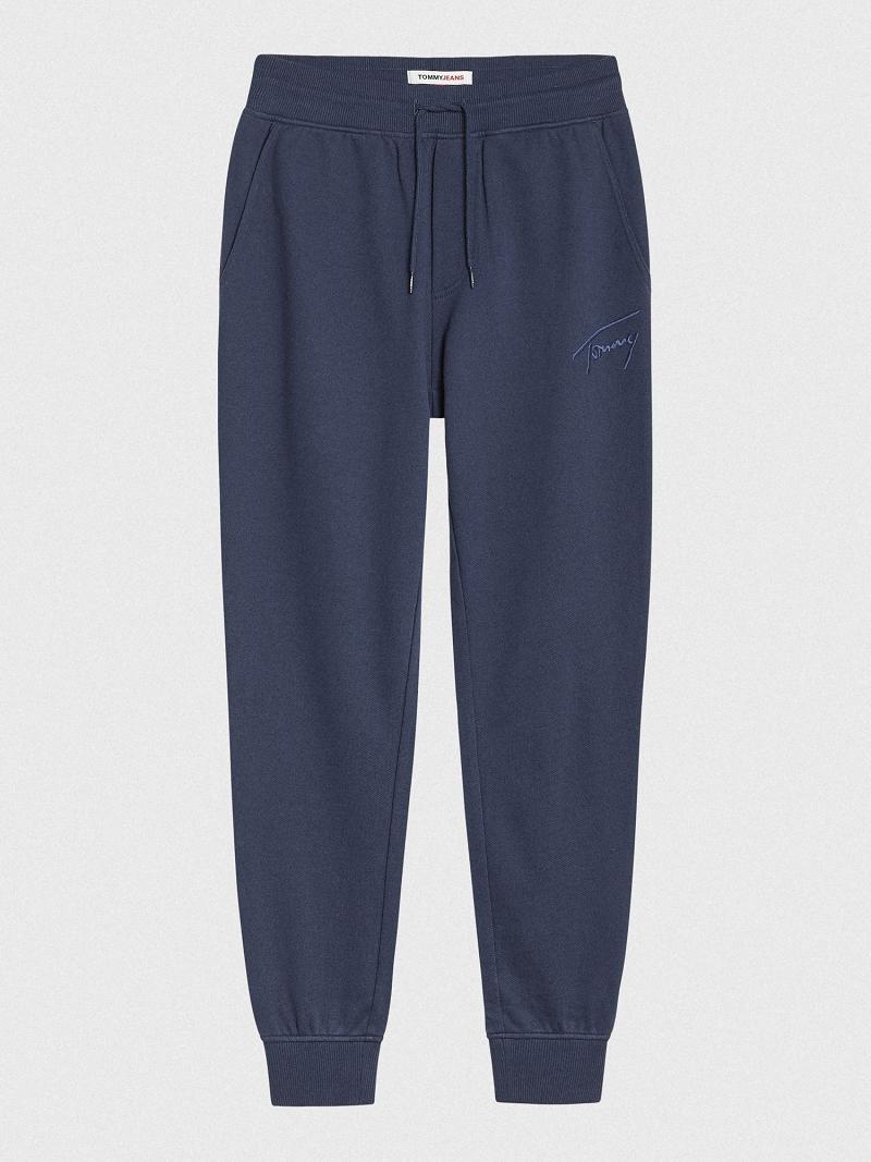 Navy Men's Tommy Hilfiger Recycled signature Sweatpants | AU_M31147