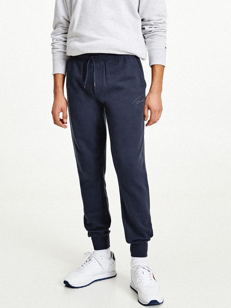 Navy Men\'s Tommy Hilfiger Recycled signature Sweatpants | AU_M31147