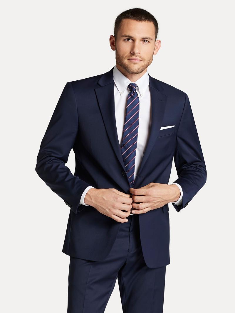 Navy Men\'s Tommy Hilfiger Regular fit essential twill Blazers | AU_M31478