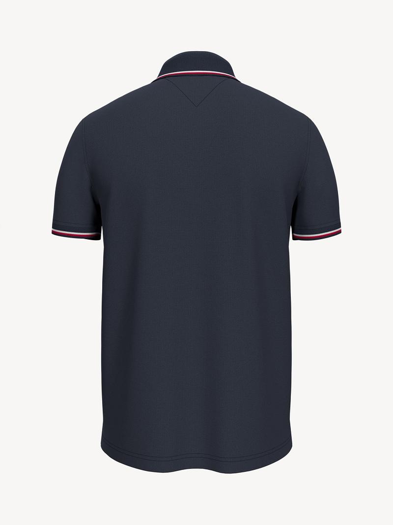 Navy Men's Tommy Hilfiger Regular fit tommy tipped Polos | AU_M31304