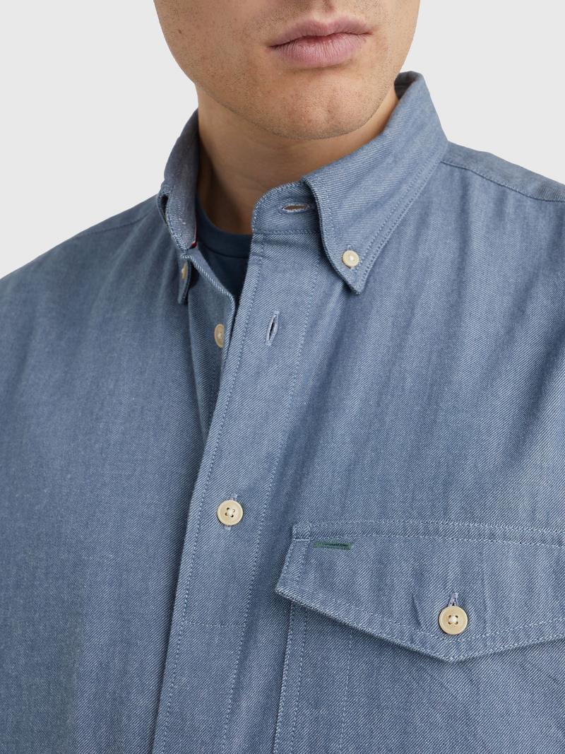 Navy Men's Tommy Hilfiger Relaxed fit denim overshirt Shirts | AU_M31276