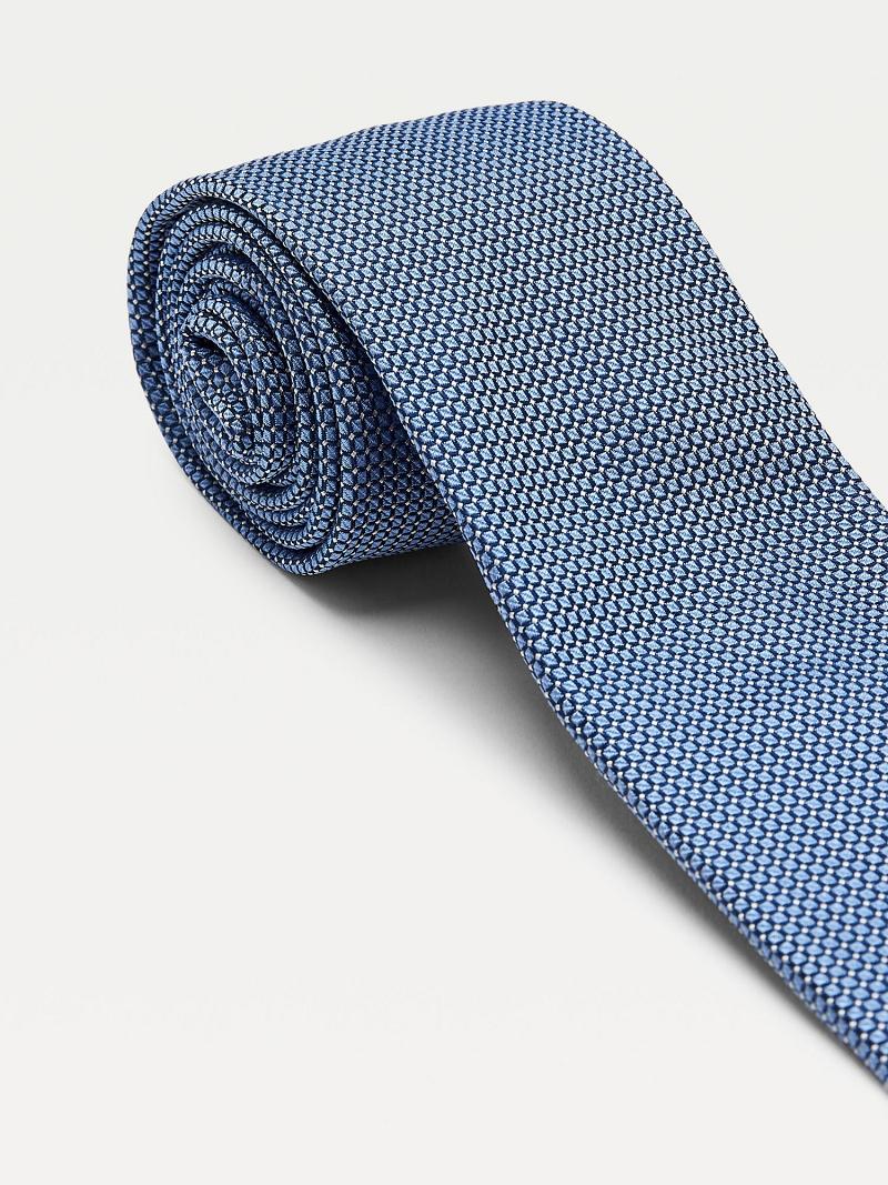 Navy Men's Tommy Hilfiger Silk Microprint Ties | AU_M31807