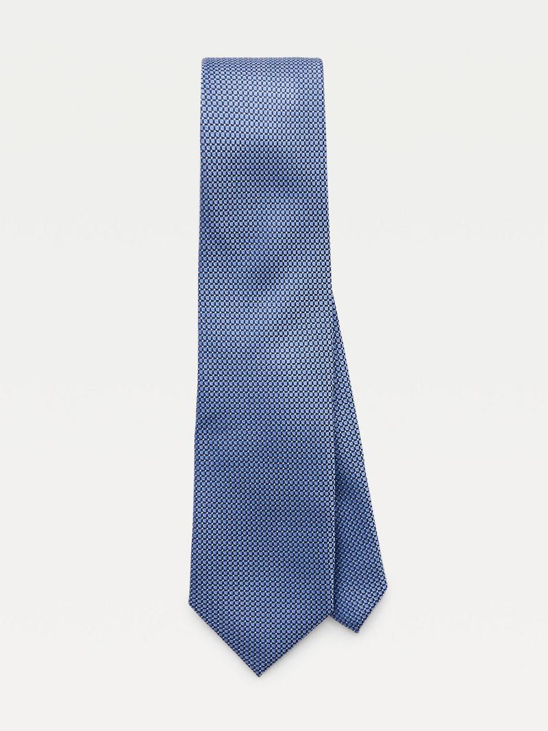 Navy Men\'s Tommy Hilfiger Silk Microprint Ties | AU_M31807