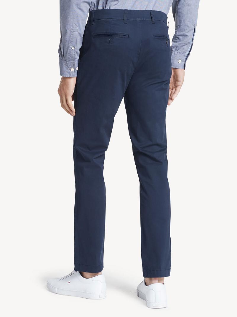 Navy Men's Tommy Hilfiger Slim fit essential comfort stretch chino Pants | AU_M31339