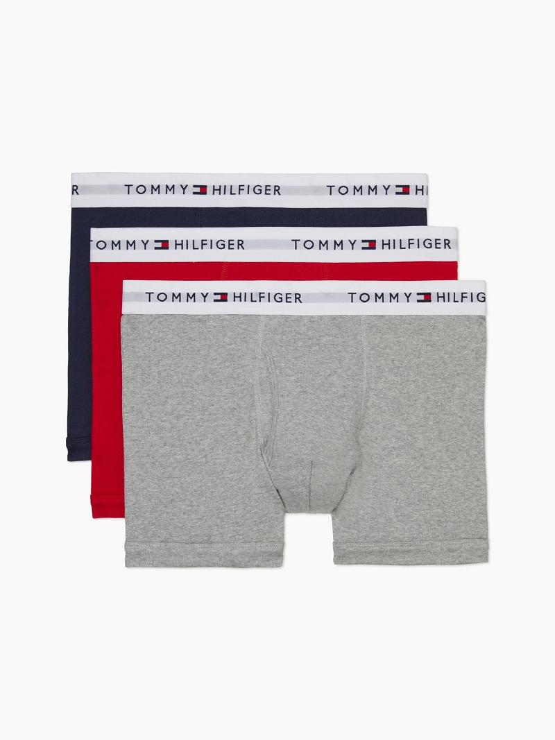 Navy / Red / Grey Men\'s Tommy Hilfiger Cotton classics trunk 3pk Trunks | AU_M31493