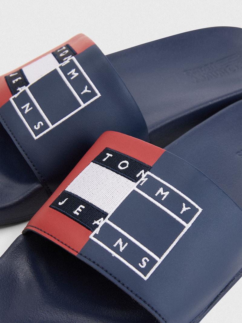 Navy / Red Men's Tommy Hilfiger Tommys Slides | AU_M31644