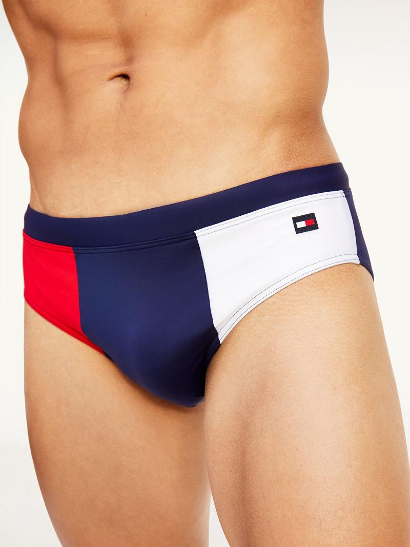 Navy / Red / White Men's Tommy Hilfiger Colorblock swim brief Swimwear | AU_M31094