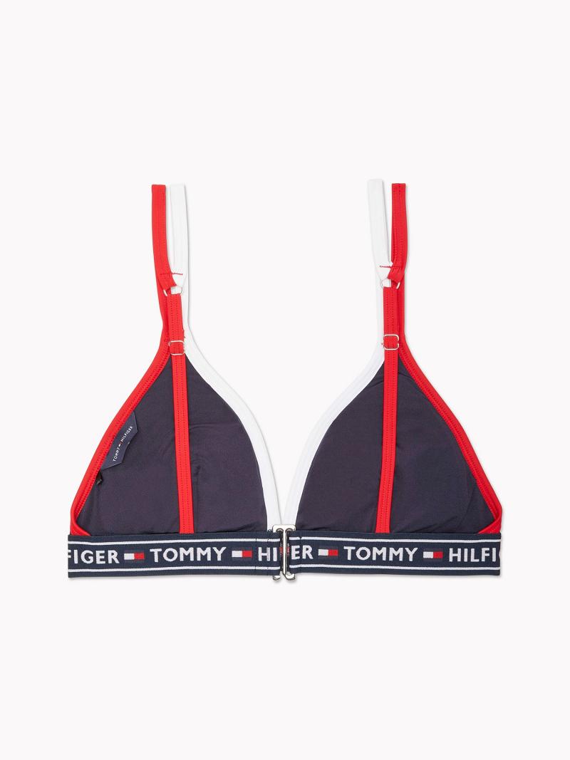 Navy Women's Tommy Hilfiger Essential Colorblock Bandeau Bikini Top Swimwear | AU_W21415