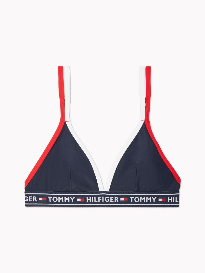 Navy Women\'s Tommy Hilfiger Essential Colorblock Bandeau Bikini Top Swimwear | AU_W21415