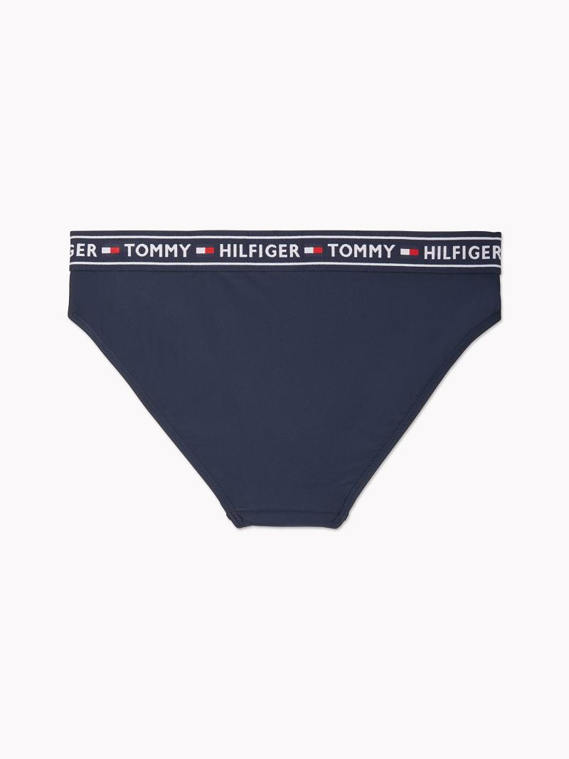 Navy Women's Tommy Hilfiger Essential Colorblock High-Waist Bikini Bottom Swimwear | AU_W21416