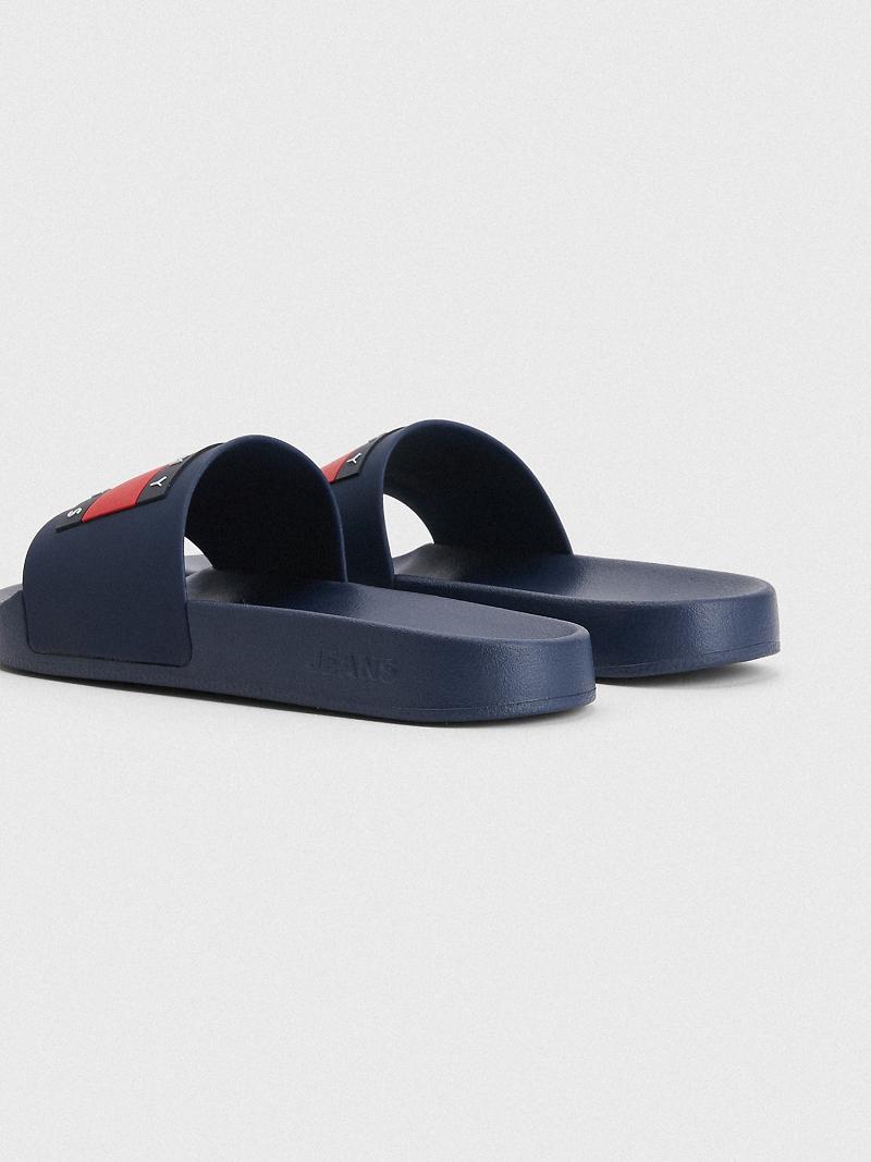 Navy Women's Tommy Hilfiger Flag Pool Slides | AU_W21616