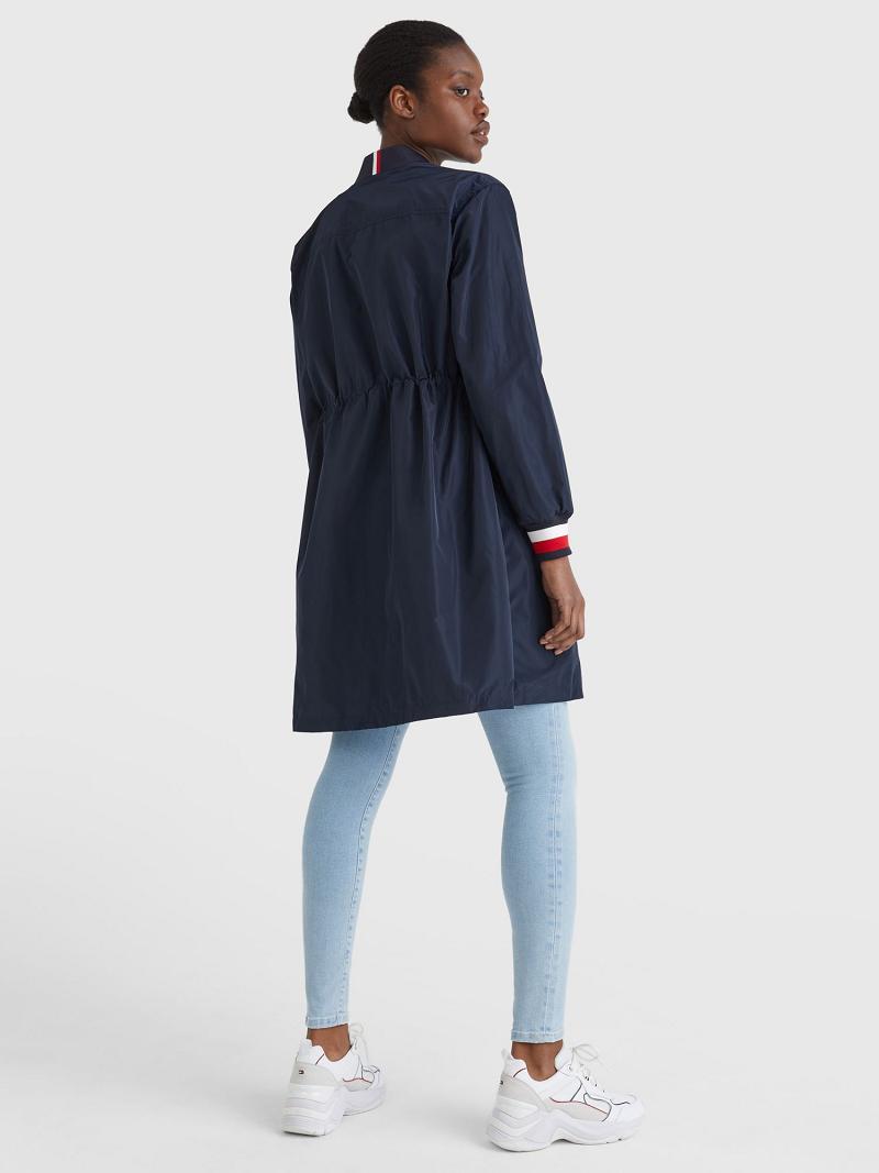 Navy Women's Tommy Hilfiger Long Bomber Coats | AU_W21035