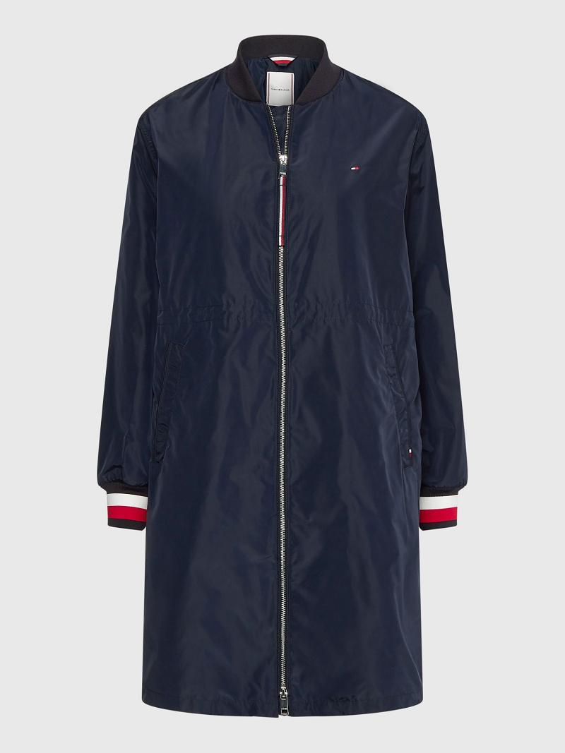 Navy Women's Tommy Hilfiger Long Bomber Coats | AU_W21035