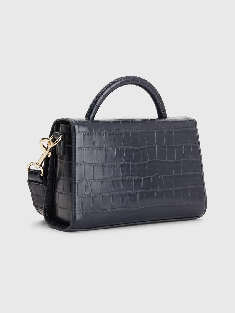 Navy Women's Tommy Hilfiger Signature Croc Crossbody Bags | AU_W21646