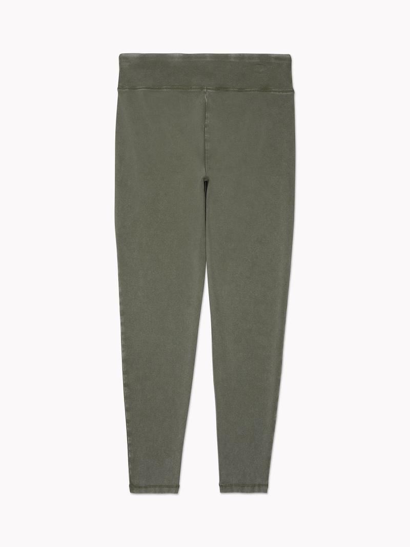 Olive Women's Tommy Hilfiger Essential Solid Washed Leggings | AU_W21223