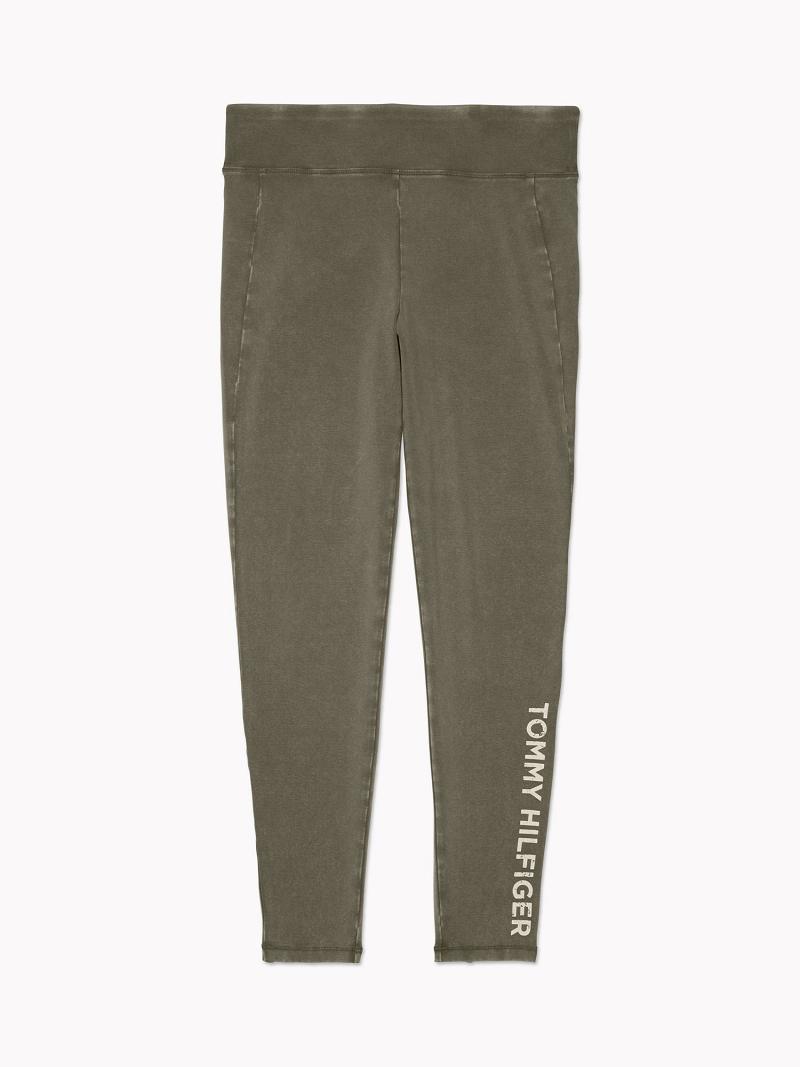 Olive Women\'s Tommy Hilfiger Essential Solid Washed Leggings | AU_W21223