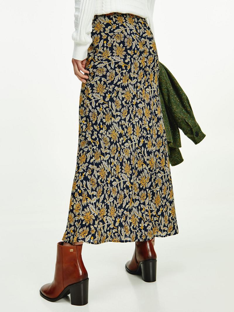 Olive Women's Tommy Hilfiger Floral Crepe Maxi Skirts | AU_W21327