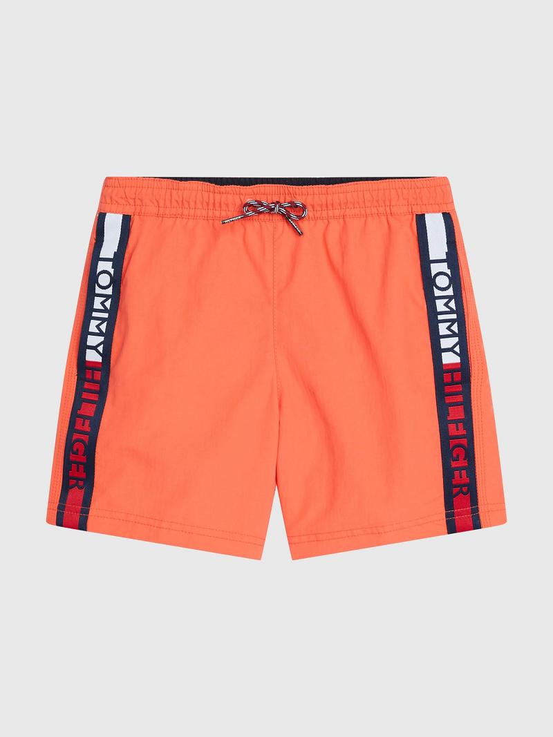 Orange Kids\' Tommy Hilfiger Logo Stripe Trunk Swimwear | AU_B2150