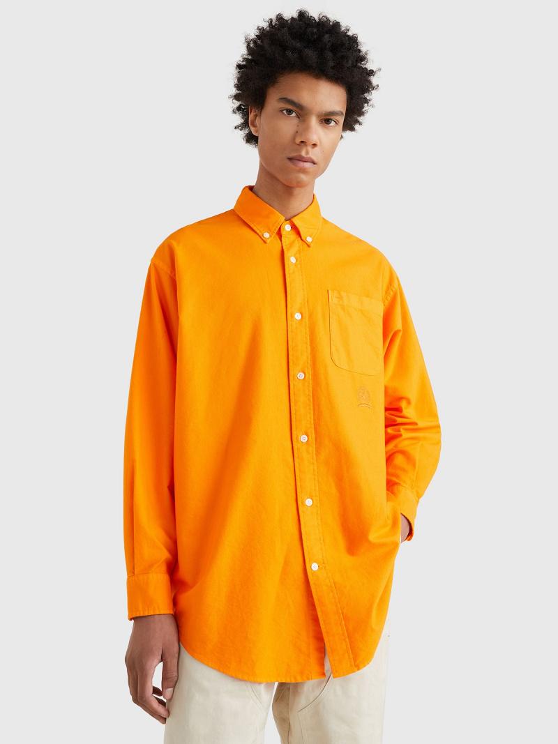 Orange Men\'s Tommy Hilfiger Button-down oxford Shirts | AU_M31232