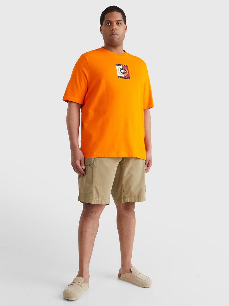 Orange Men's Tommy Hilfiger Icon big and tall square logo T Shirts | AU_M31044