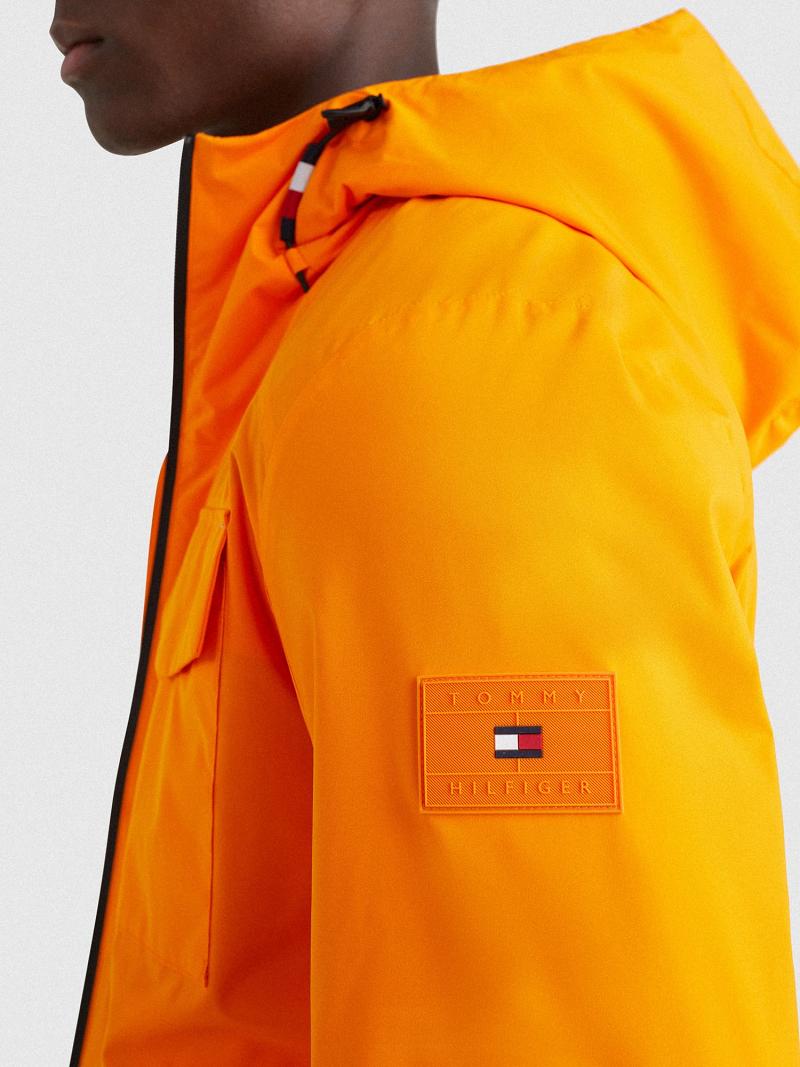 Orange Men's Tommy Hilfiger Tech hooded windbreaker Jackets | AU_M31425