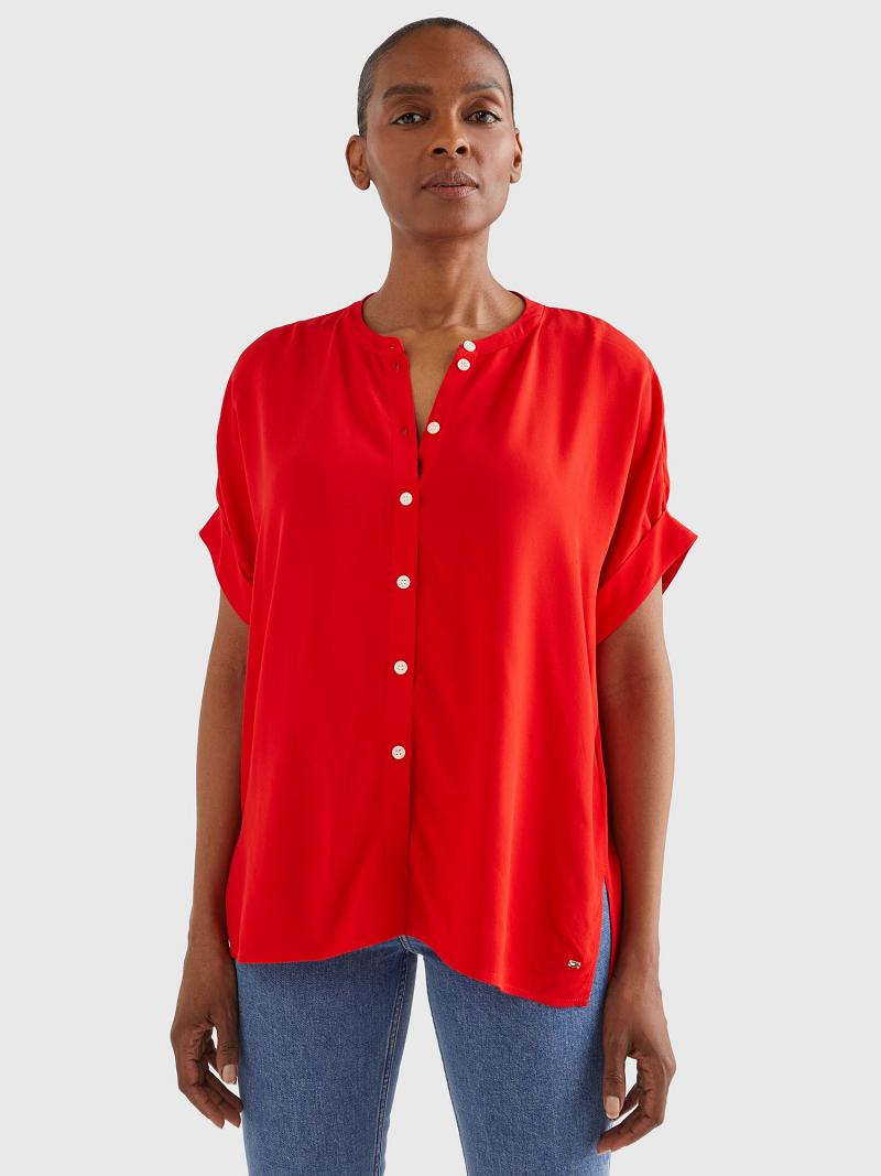 Orange Women\'s Tommy Hilfiger Crepe Viscose Blouses | AU_W21010